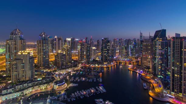 dubai real estate drone sunset